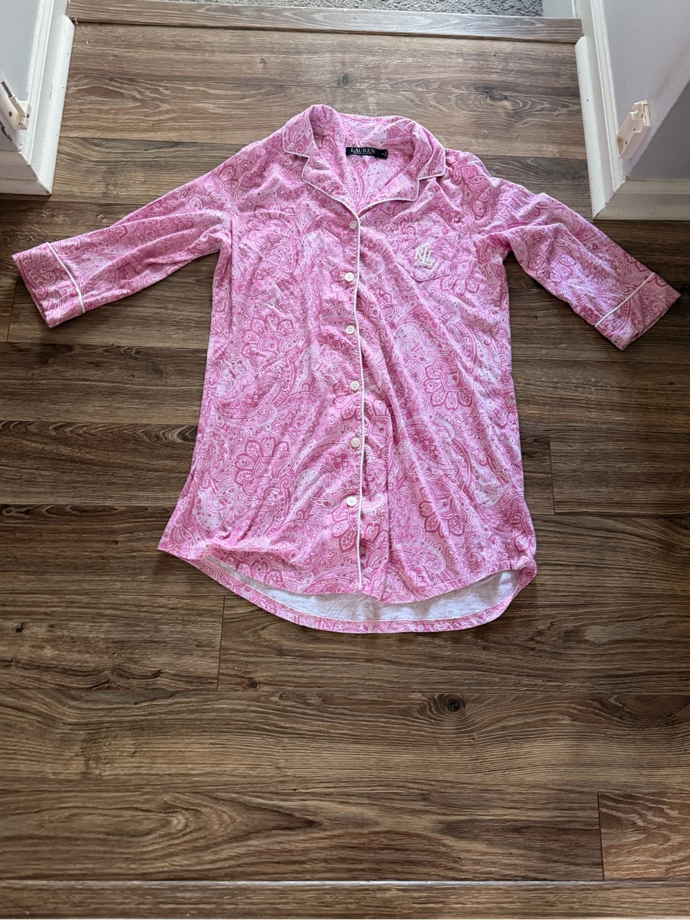 Lauren Ralph Lauren Pink Paisley Women’s Sleep Shirt M Pajama Nightgown Preppy